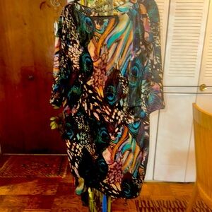 Multicolor Peacock Print Dress